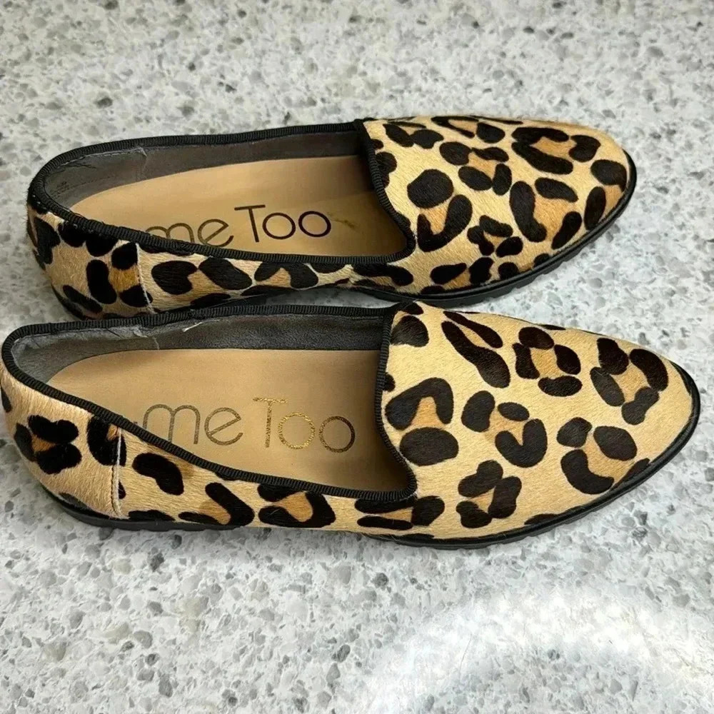 Me TOO Cambrie Tan Black Jaguar Haircalf size 6 no signs of wear flats - Picture 4 of 7